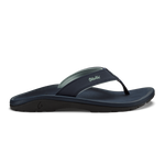 Trench blue flip-flop sandal with thong strap and cushioned sole, shown in side profile.