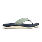 Seagreen and trench blue thong sandal with cream-colored sole and OluKai branding on the upper strap.