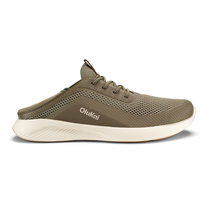 Olikai Kialoa slip-on shoe in clay and mustard with mesh upper and cream midsole, shown in profile view.