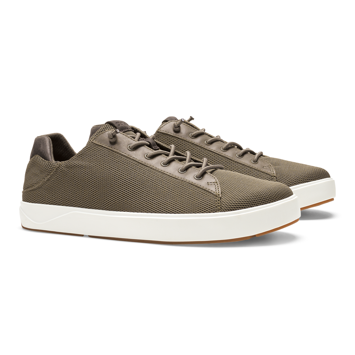 Walnut textured canvas sneakers with white platform sole and brown gum outsole.