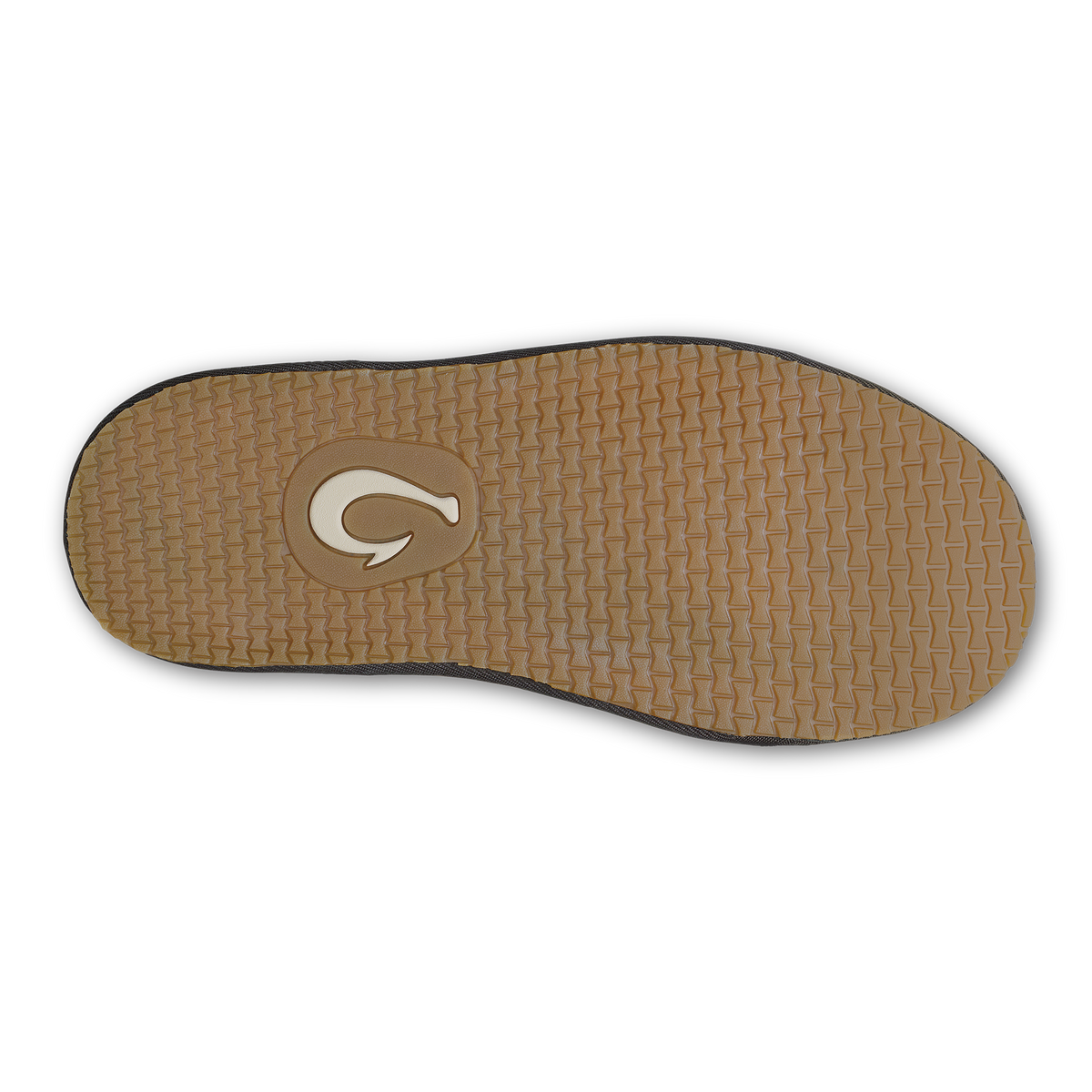 Tan rubber sole with textured pattern and curved "G" logo in center.