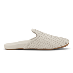 Cream-colored woven leather mule slipper with tan sole, shown in profile view.