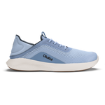 Light blue mesh running shoe with white midsole, dark blue heel counter, and Olukai branding on the side.